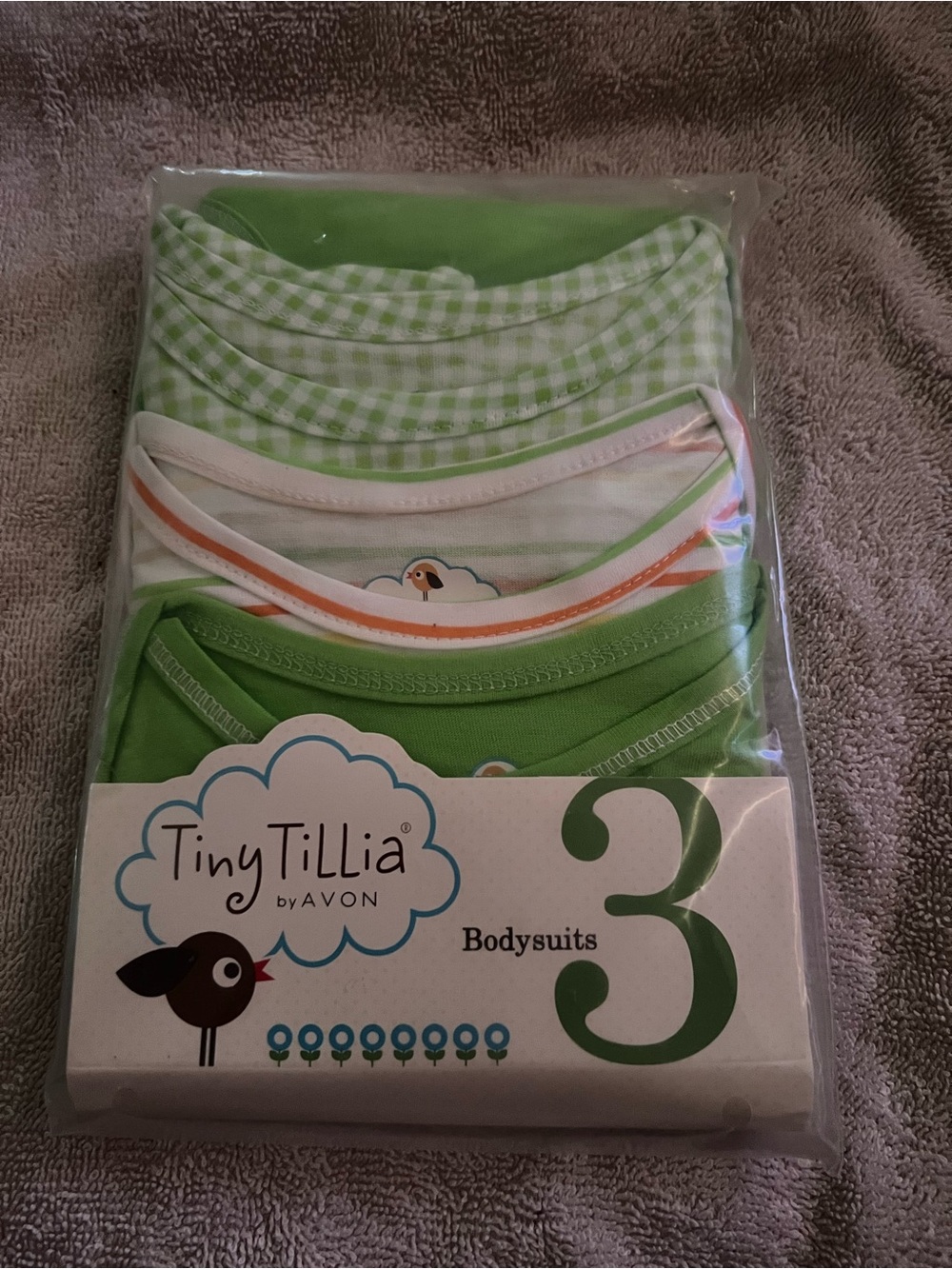 Avon Tiny Tillia Green Baby Bodysuits - 3 Pack, Vintage